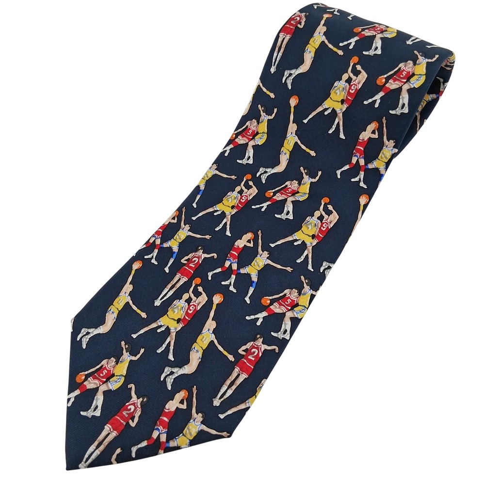 Vintage Alynn Neckwear Slam Dunk Basketball Tie Silk Made In‎ USA Sport Novelty